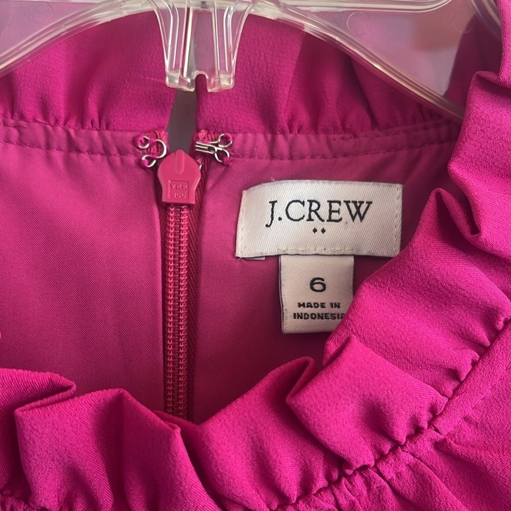 J. Crew Fuchsia Ruffleneck Shift Dress size 6 - Picture 9 of 12